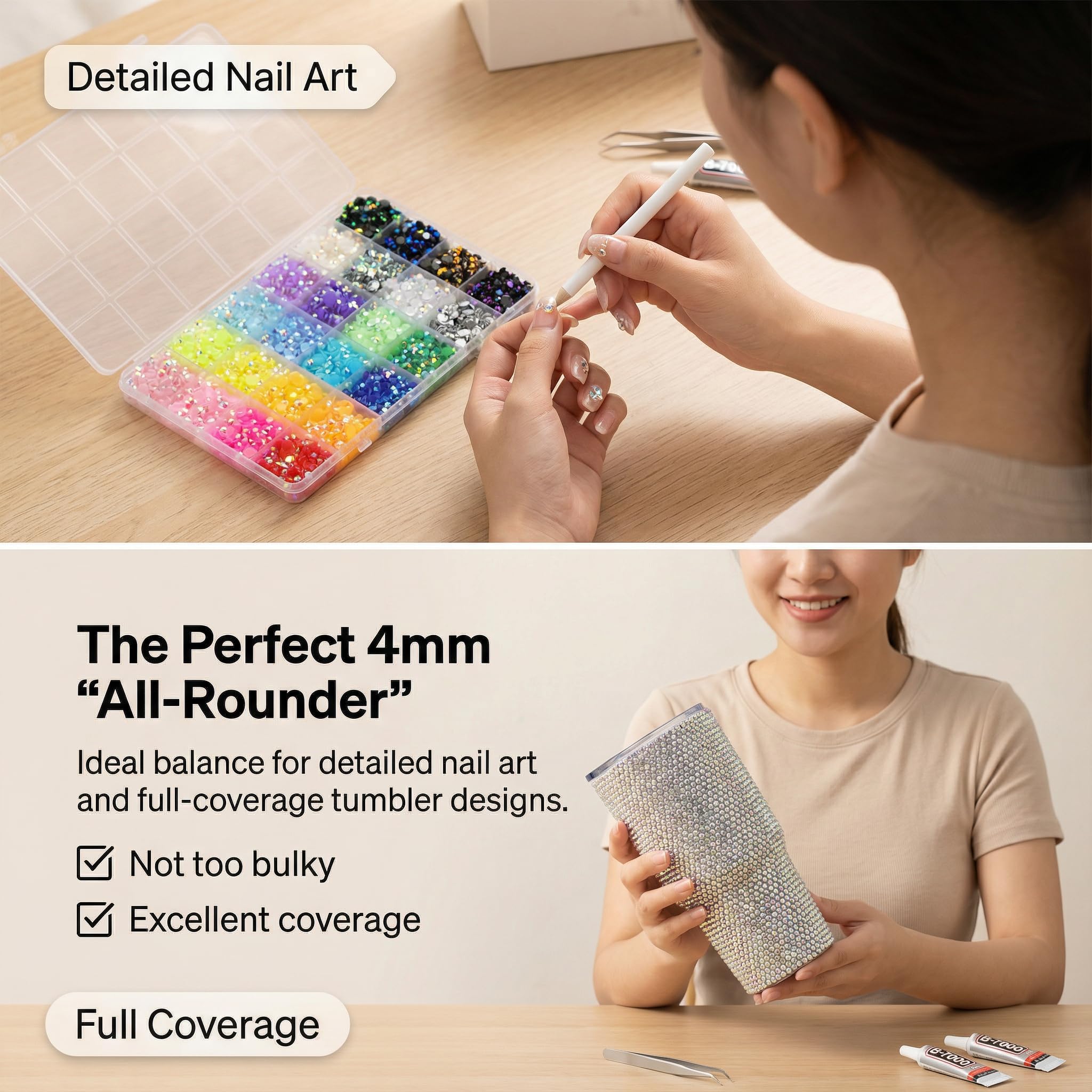 Worthofbest AB rainbow rhinestones – iridescent coating for eye-catching light reflection.