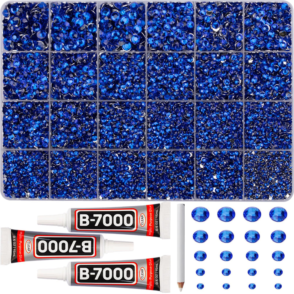 Worthofbest blue rhinestones 2-6mm mix for dazzling fabrics and accessories.