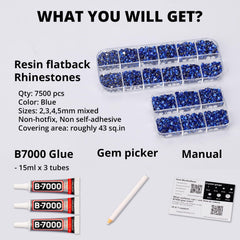 Worthofbest blue rhinestones flatback with glue for precise application