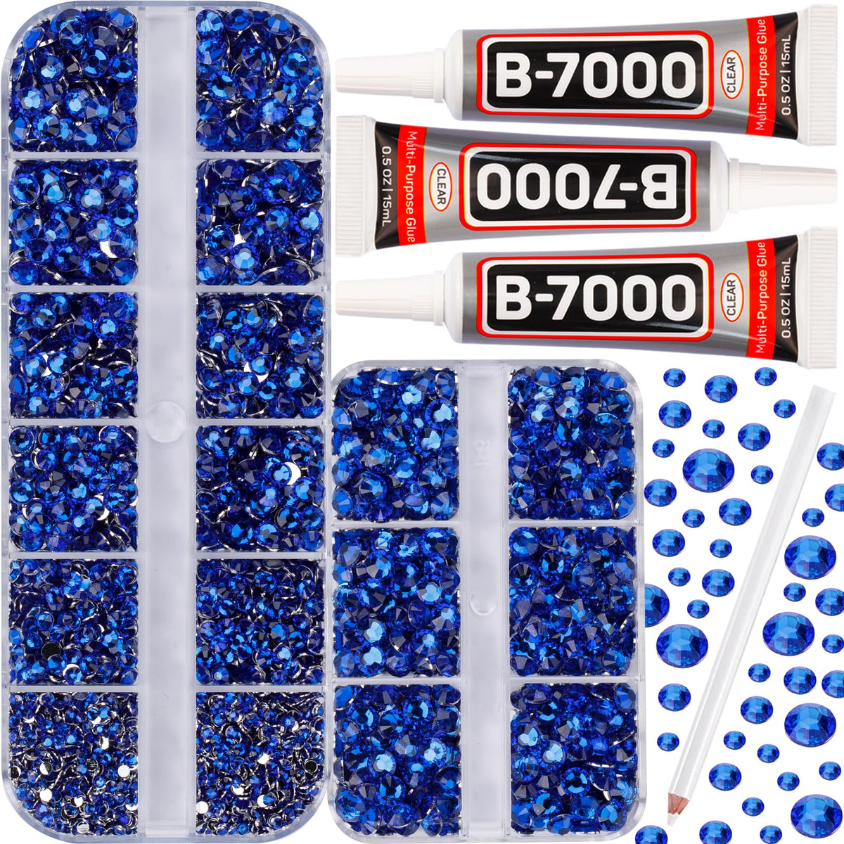 Worthofbest blue rhinestones flatback kit for versatile craft projects
