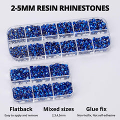 Worthofbest blue rhinestones various sizes 2–5 mm for sparkling details