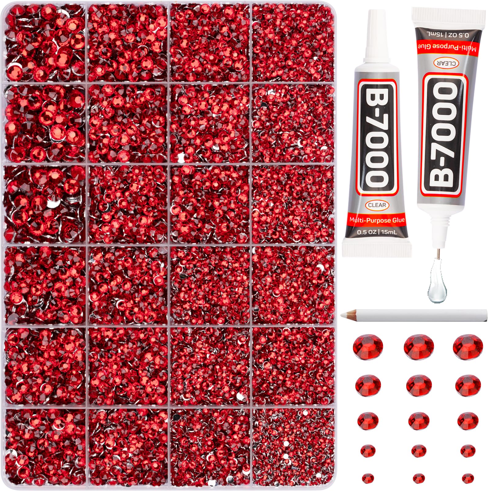 Worthofbest 2 mm, rubíes rojos, brillo para manualidades y ropa
