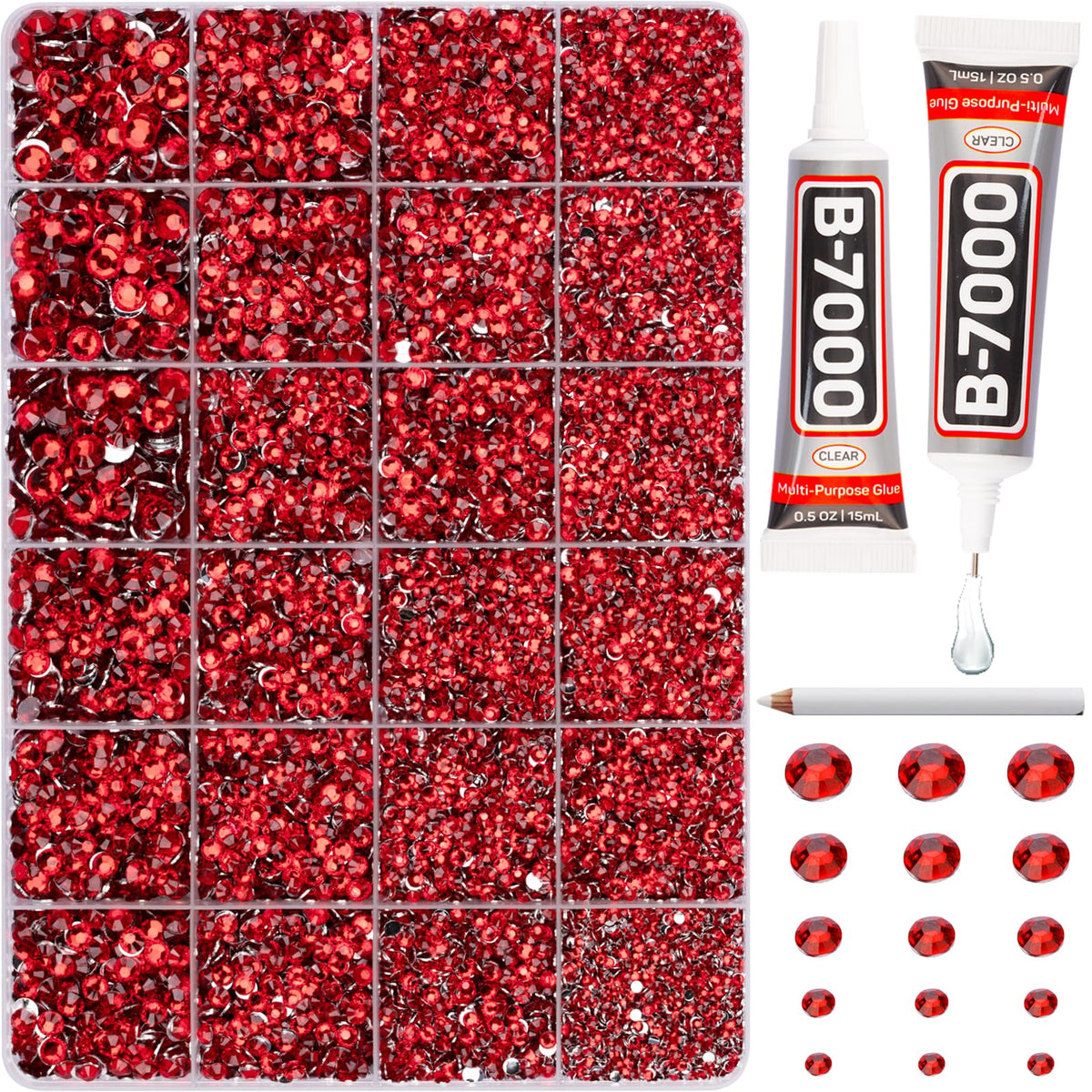 Worthofbest 2 mm, rubíes rojos, brillo para manualidades y ropa