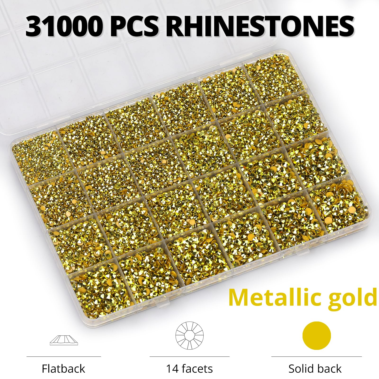 Worthofbest 3mm gold flat-back rhinestones for eye-catching accents on accessories.