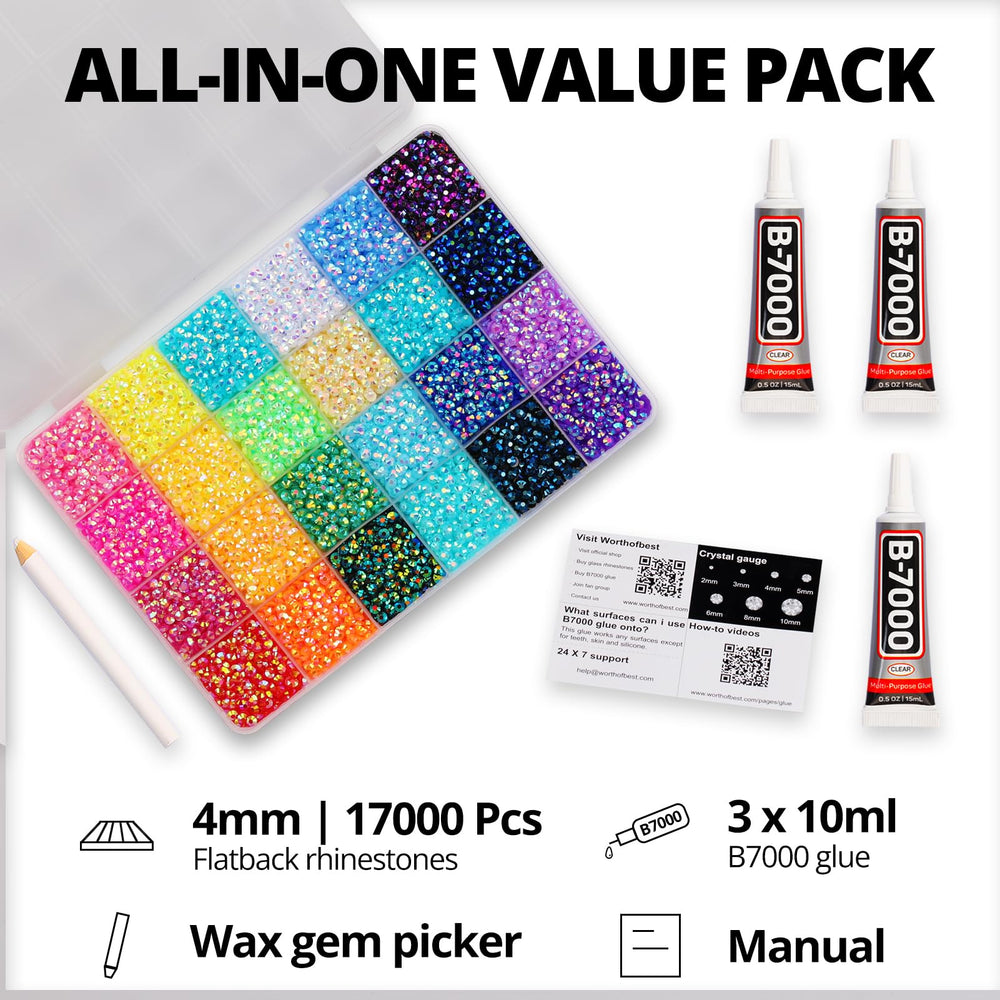 Worthofbest multicolor rainbow flatback gems for clothing embellishments and nail art.