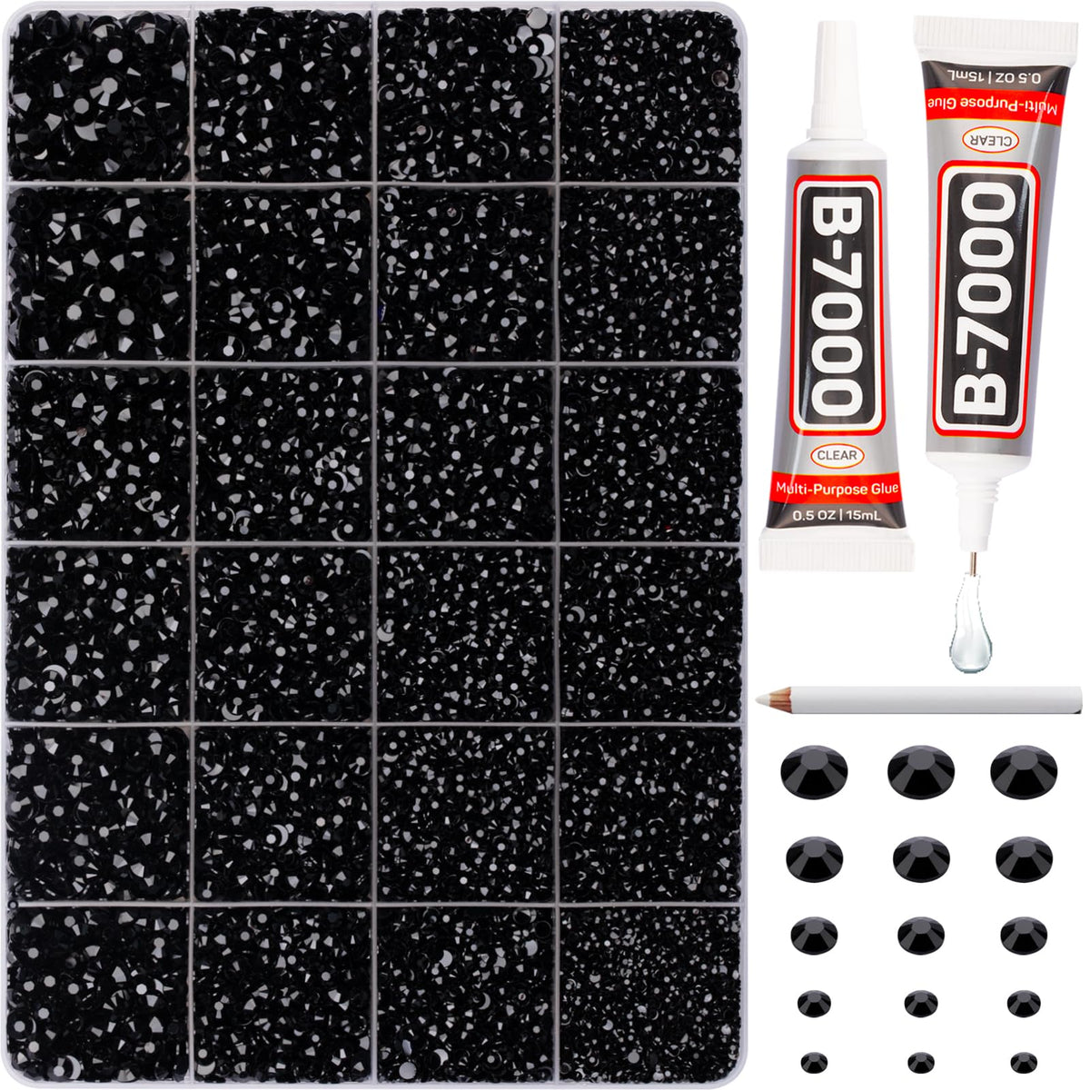 Worthofbest pedrería negra 2mm para decoración en ropa y accesorios con brillo intenso