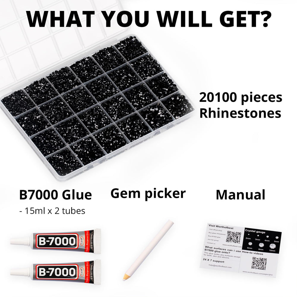 Worthofbest pedrería negra 3mm ideal para uñas y manualidades brillantes