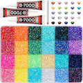 Worthofbest 32000Pcs 3mm Rainbow Colorful Jelly Rhinestones – Flatback SS10 Bedazzling Kit with B7000 Glue