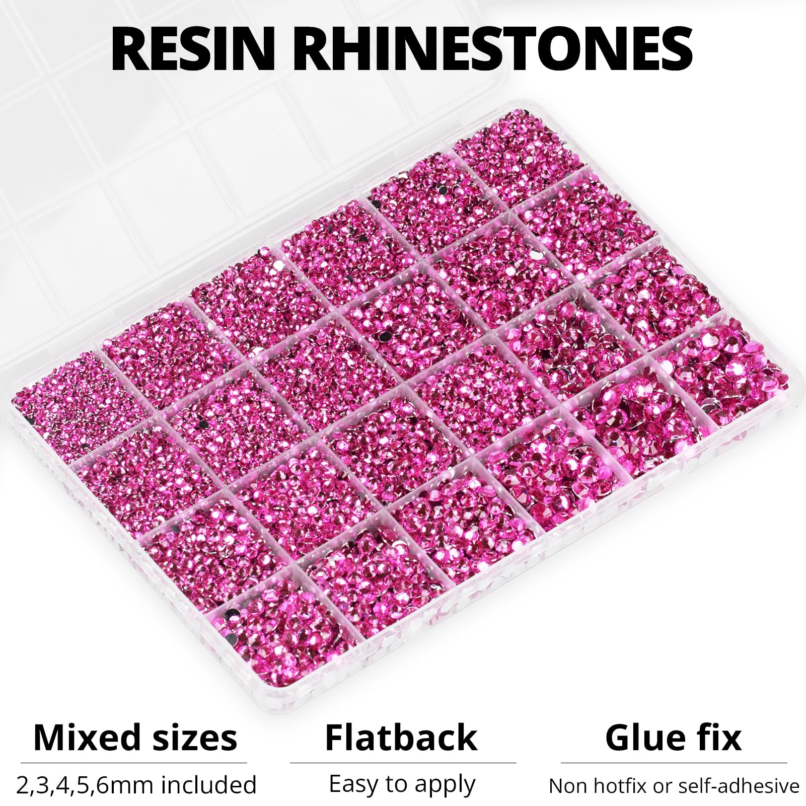Piedras resina fucsia 4mm con acabado facetado para acentos brillantes