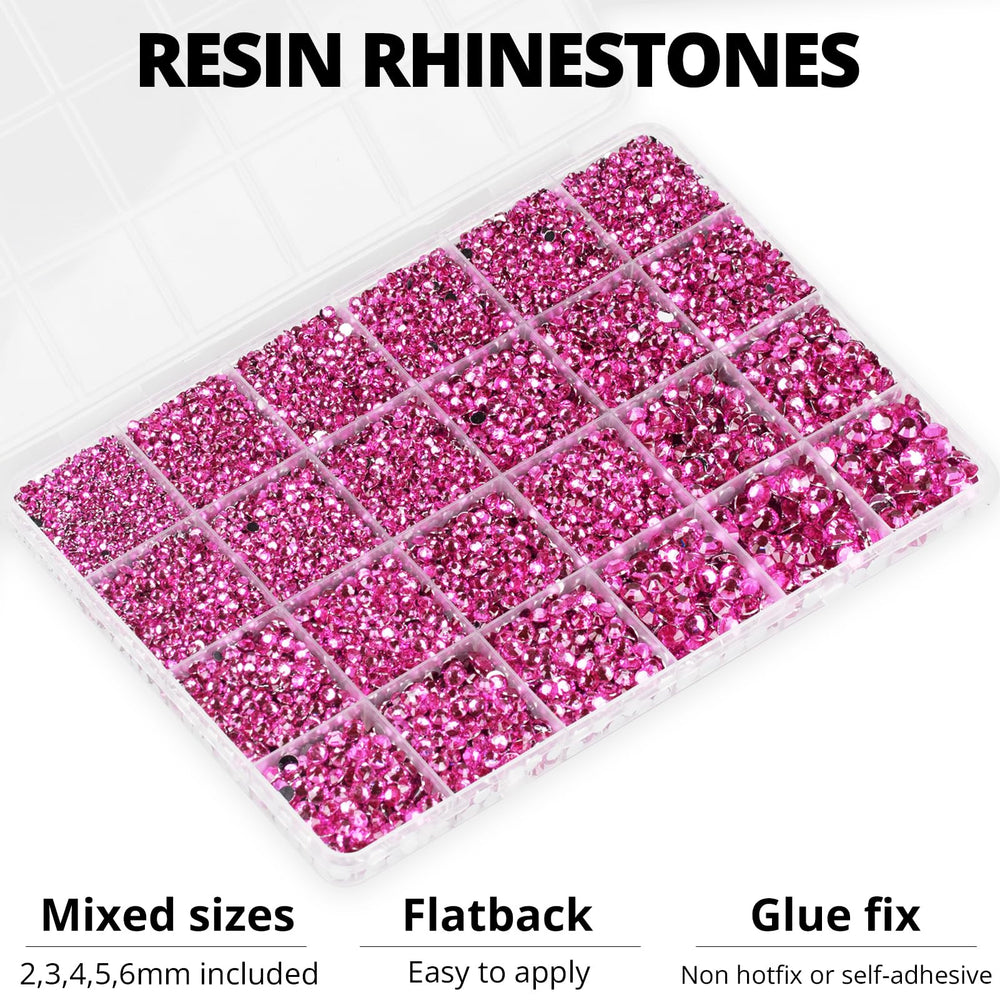 Piedras resina fucsia 4mm con acabado facetado para acentos brillantes