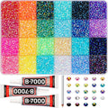 Worthofbest 33000Pcs Rainbow Jelly Rhinestones Kit — 3mm SS10 Flatback Gems + B7000 Glue