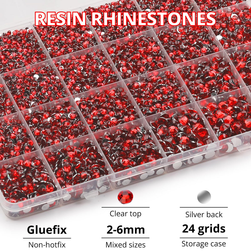 Worthofbest red rhinestones 3mm close-up showing sparkle and shine
