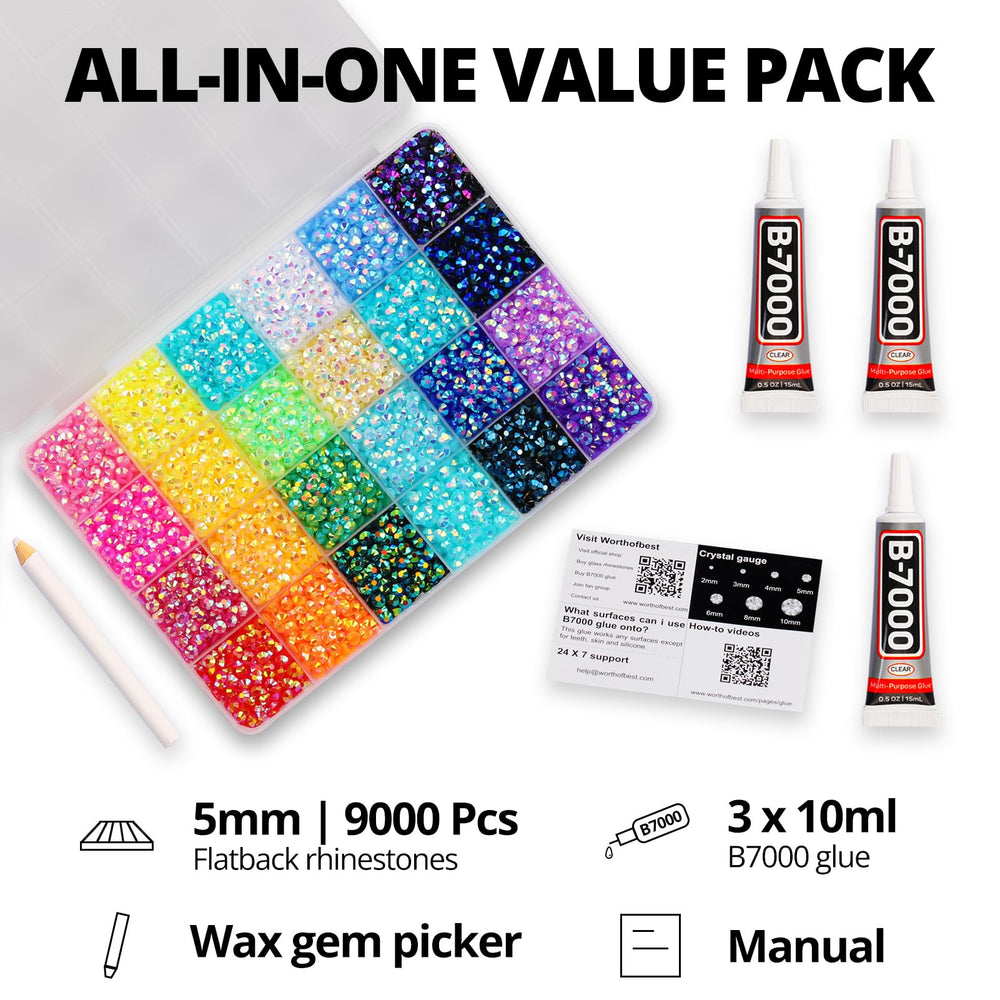 Worthofbest ss20 flatback rhinestones, 5mm, brilliant sparkle for crafts