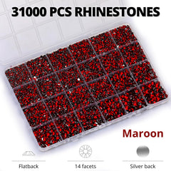 Worthofbest 24-grid storage tray keeps rhinestones organized by size.