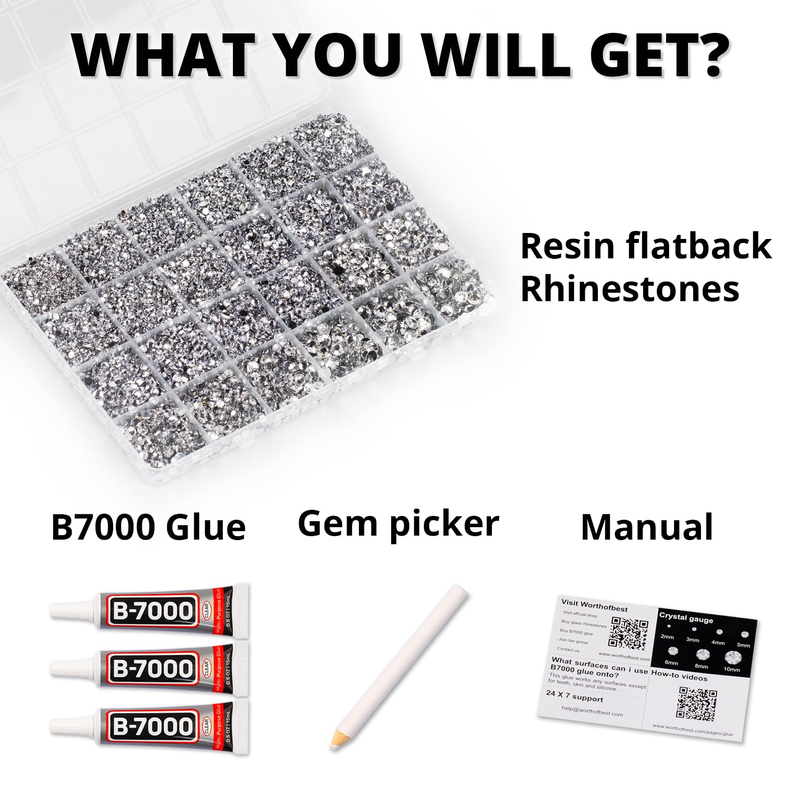 Worthofbest 24-grid storage case keeps rhinestones organized for easy crafting