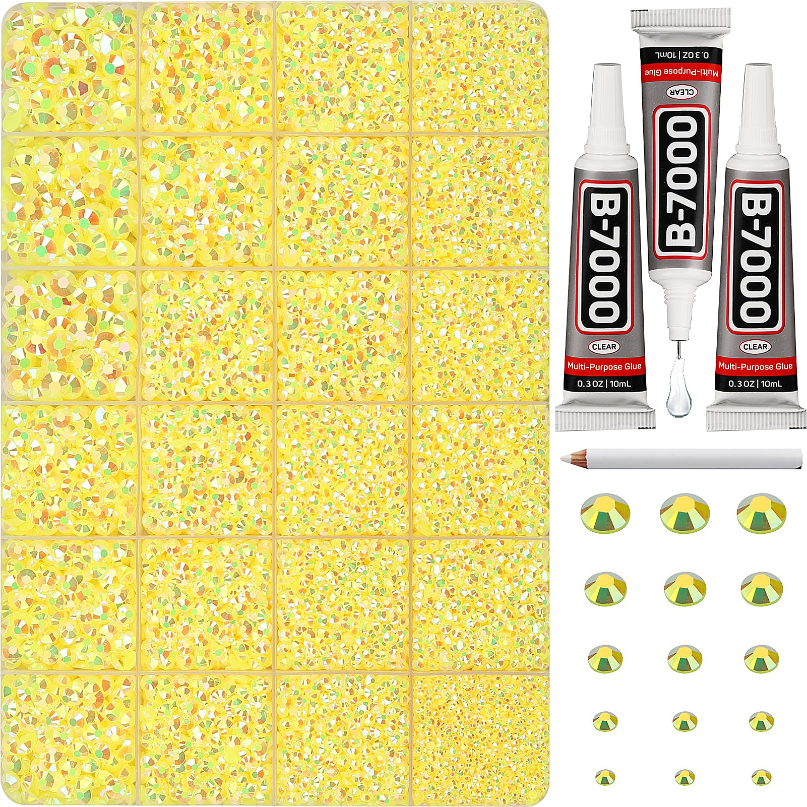 Worthofbest yellow rhinestones 33000-pcs sparkle for DIY crafts and fashion projects.