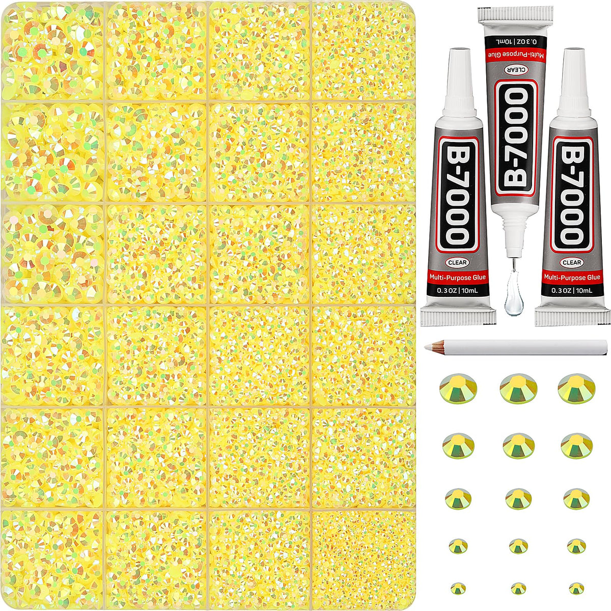 Worthofbest yellow rhinestones 33000-pcs sparkle for DIY crafts and fashion projects.