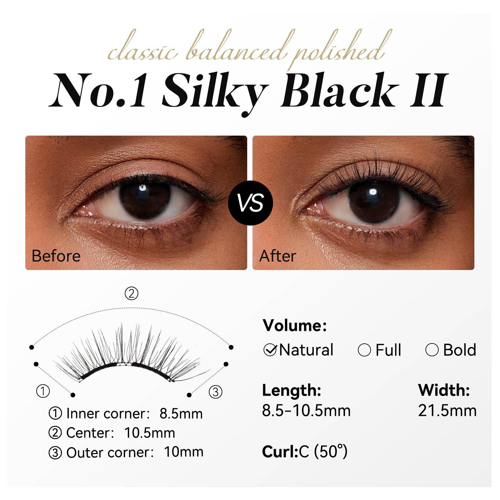 WOSADO 21.5mm wispy lashes for natural-looking volume