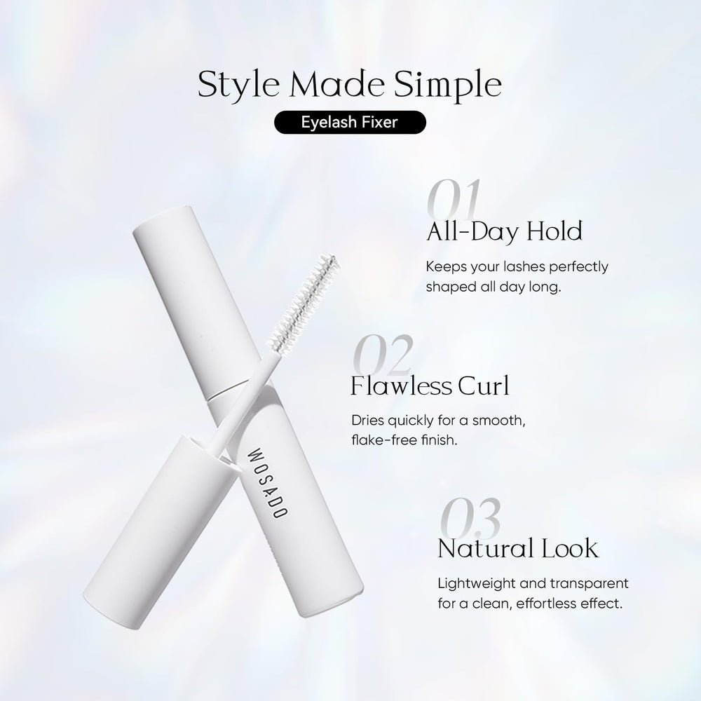 WOSADO Lash Fixer keeps lashes curled and long-lasting with a lightweight protective layer.
