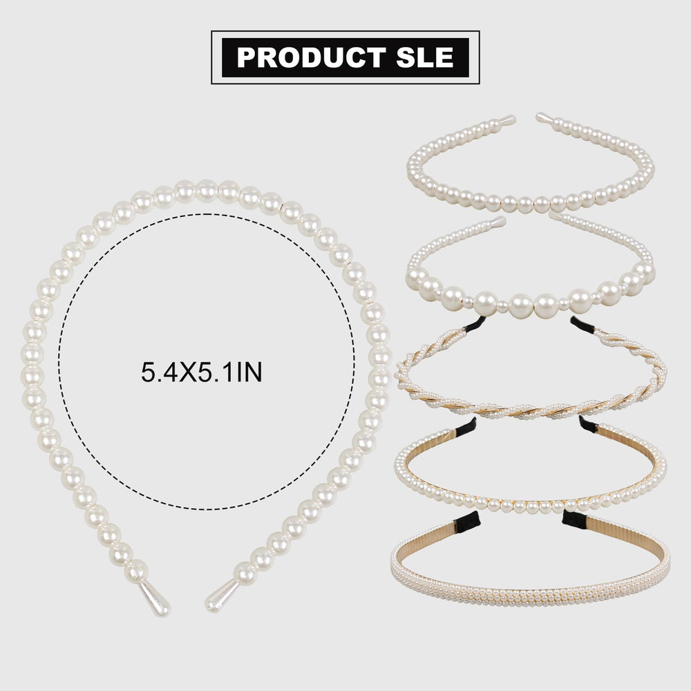 Diadema de perlas con tamaños mixtos, toque versátil para novias.