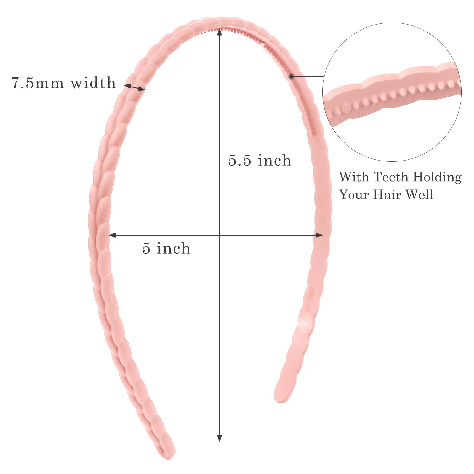 Diadema plástica de WOVOWOVO con dientes para fijar el cabello sin resbalones