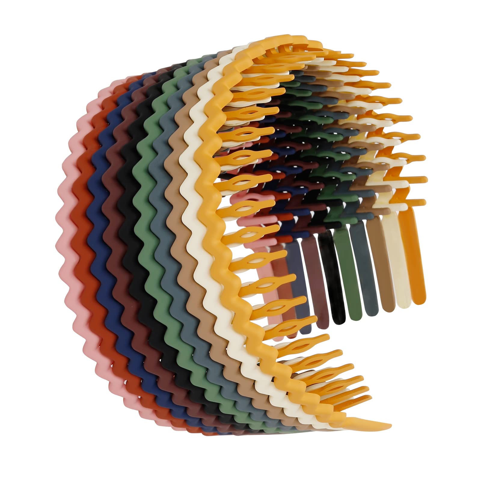 WOVOWOVO plastic hair bands with teeth close-up showing non-slip grip for all hair types.