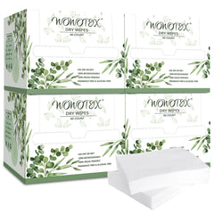 WOWOTEX disposable face towel box shows travel-friendly packaging for on-the-go cleansing.