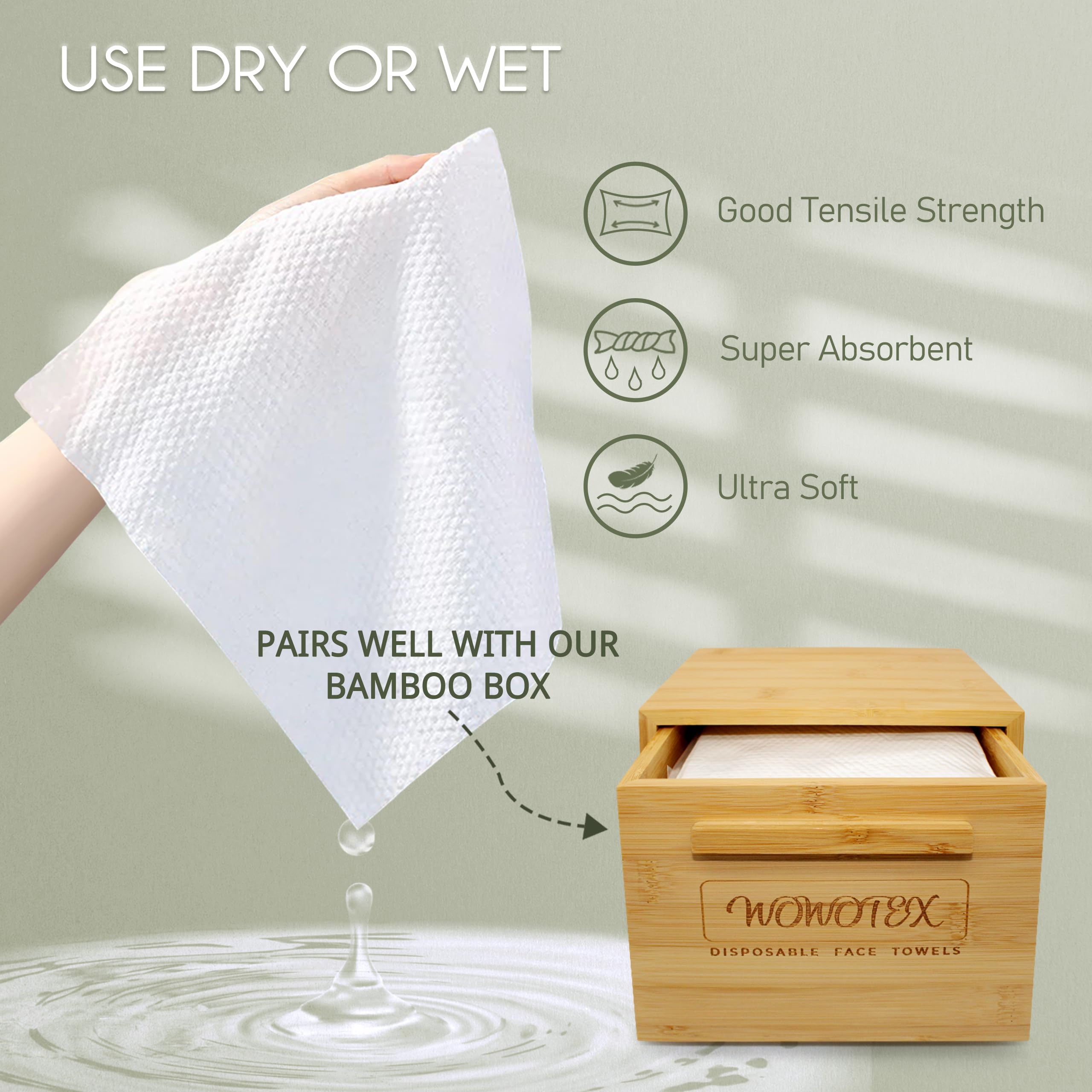 WOWOTEX fragrance-free face towels suitable for sensitive skin and full-body cleansing