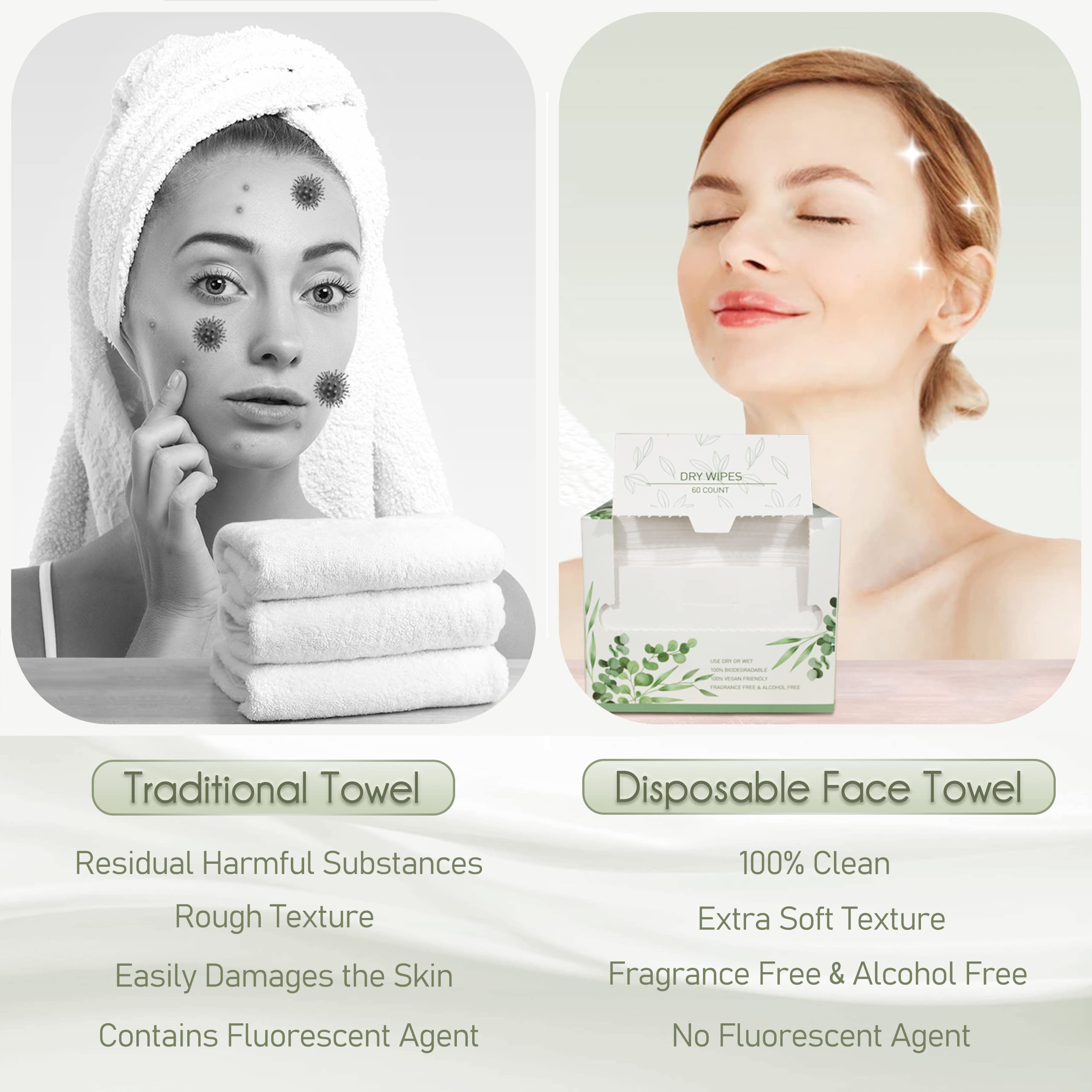 WOWOTEX disposable towels support makeup removal and baby care tasks.