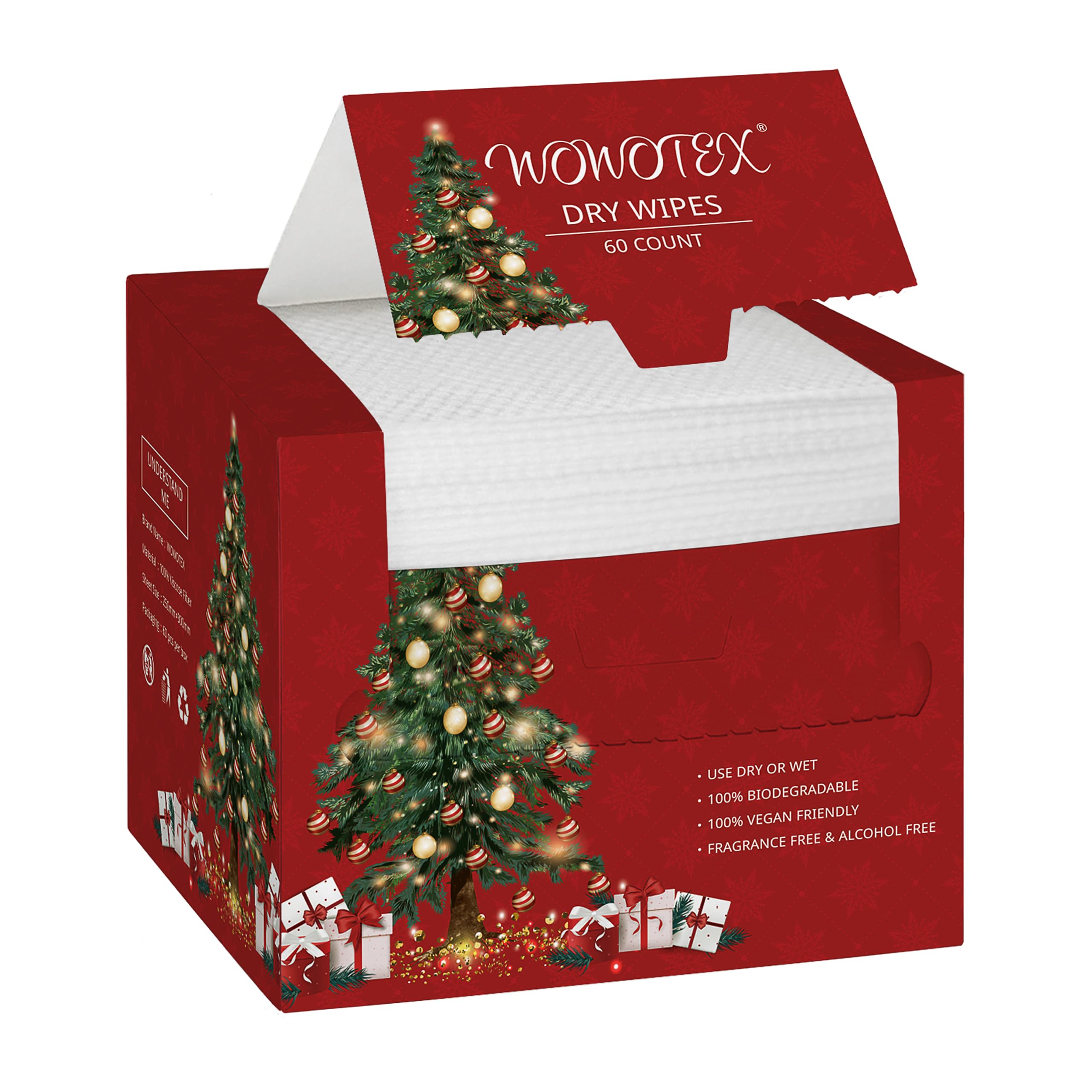 WOWOTEX: toallas faciales desechables navidad grande 60 piezas para limpieza suave