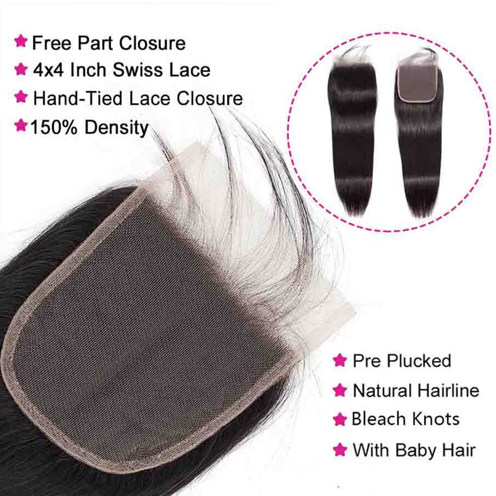 WOWQUEEN lace closure 4x4 soft and breathable for comfortable wear.
