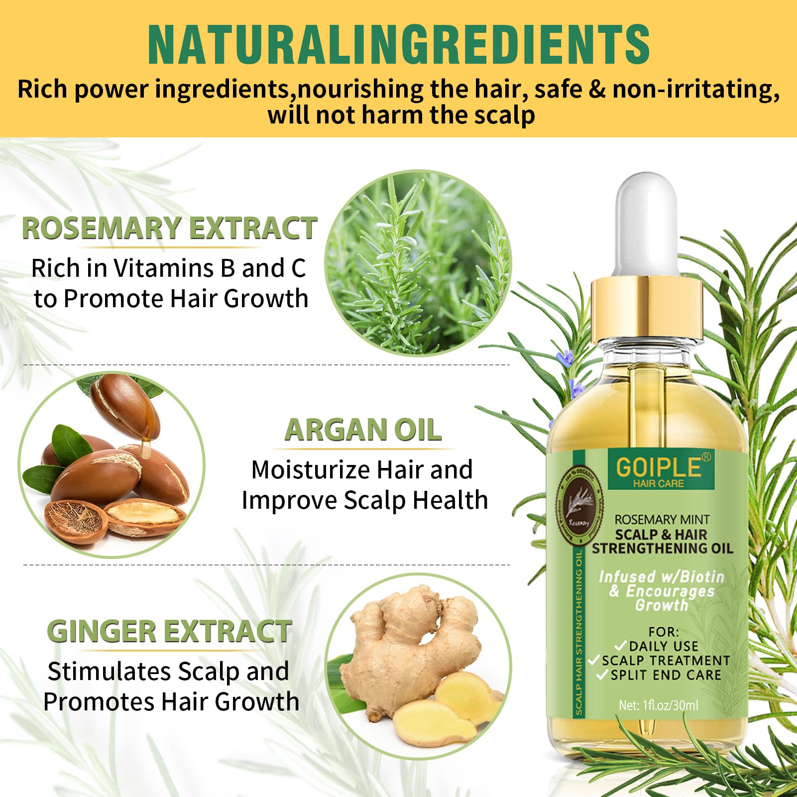 WOZUTUNT aceite de romero para cabello aporta brillo y vitalidad.