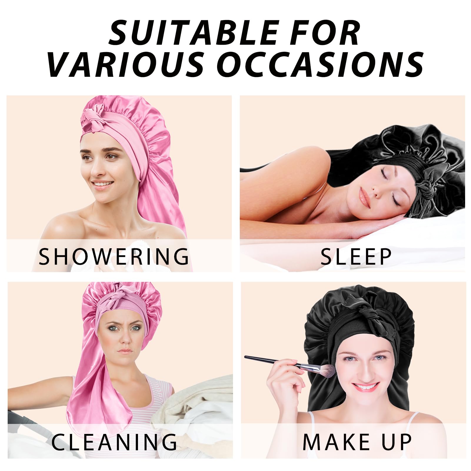Bonete nocturno Wozutunt, rosa, ideal para tareas del hogar sin desorden de cabello.
