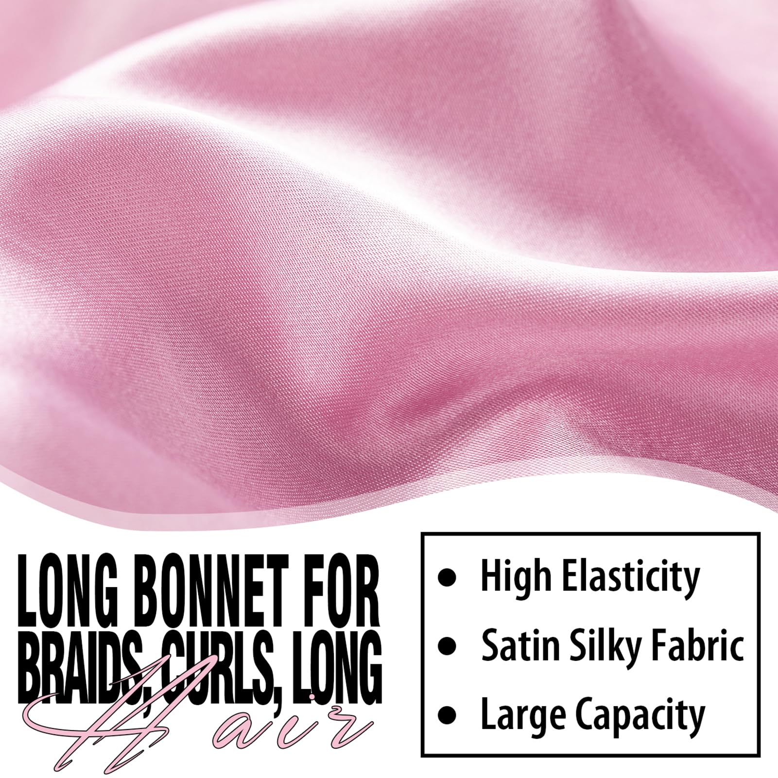 Bonete satinado para trenzas Wozutunt, rosa, mantiene el cabello suave.