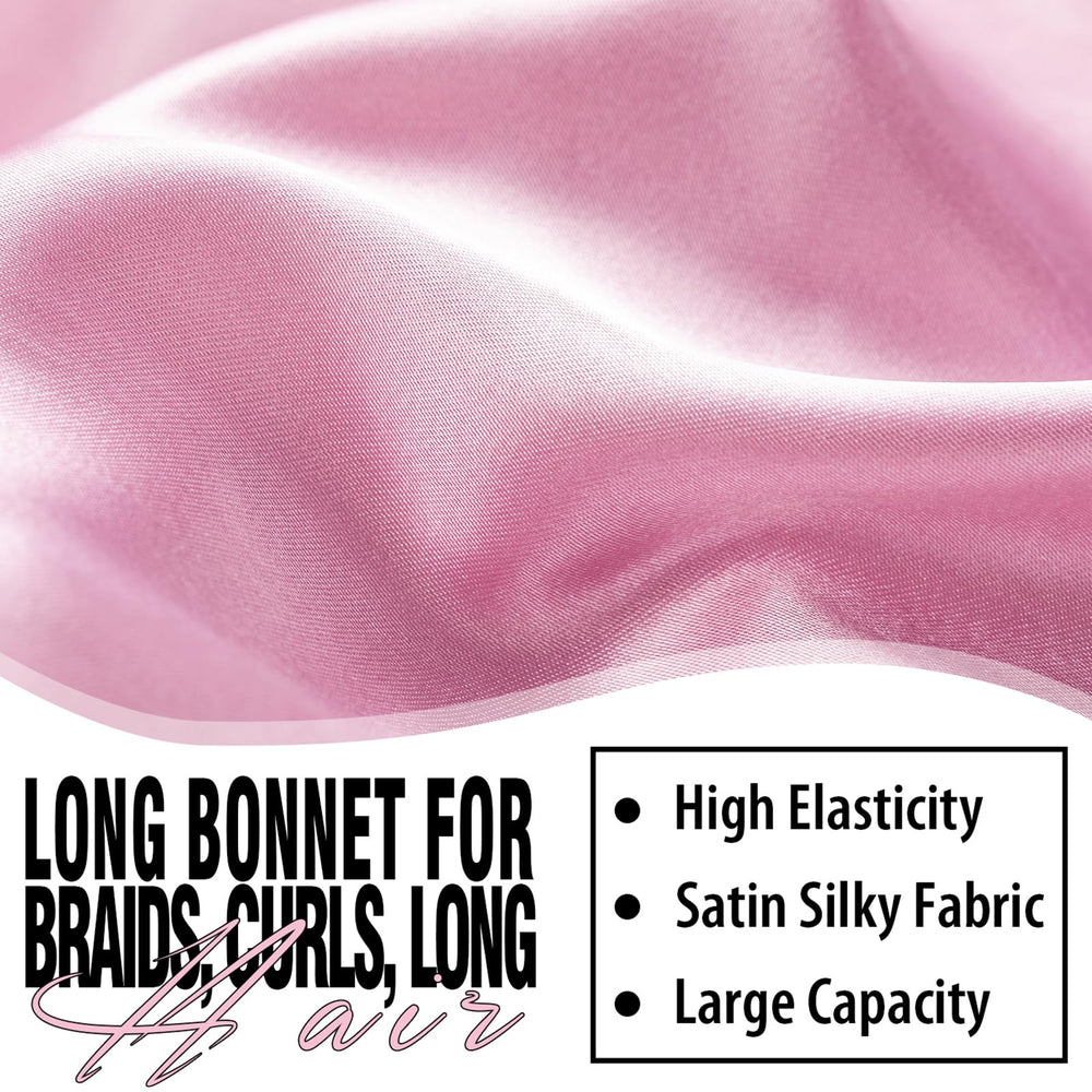 Bonete satinado para trenzas Wozutunt, rosa, mantiene el cabello suave.