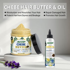 Aplicación de WOZUTUNT Chebe en cabello para hidratación desde la raíz.