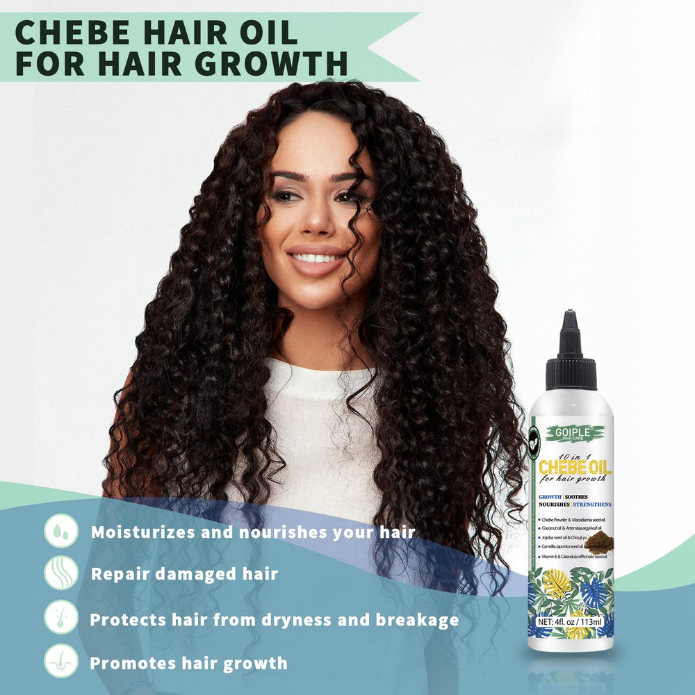 WOZUTUNT Chebe oil bottle highlights macadamia and jojoba ingredients