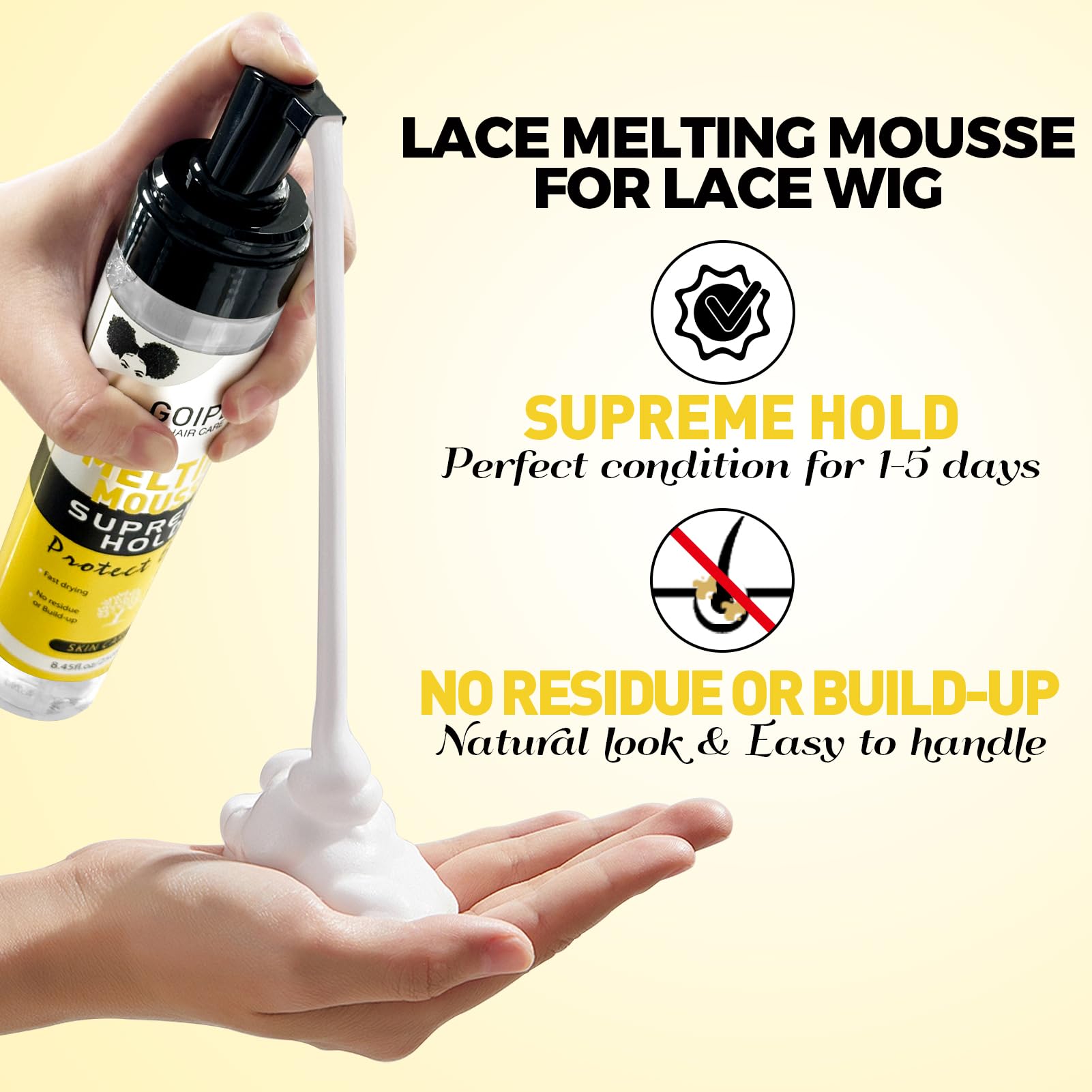 WOZUTUNT fast-drying wig glue mousse for quick installation.