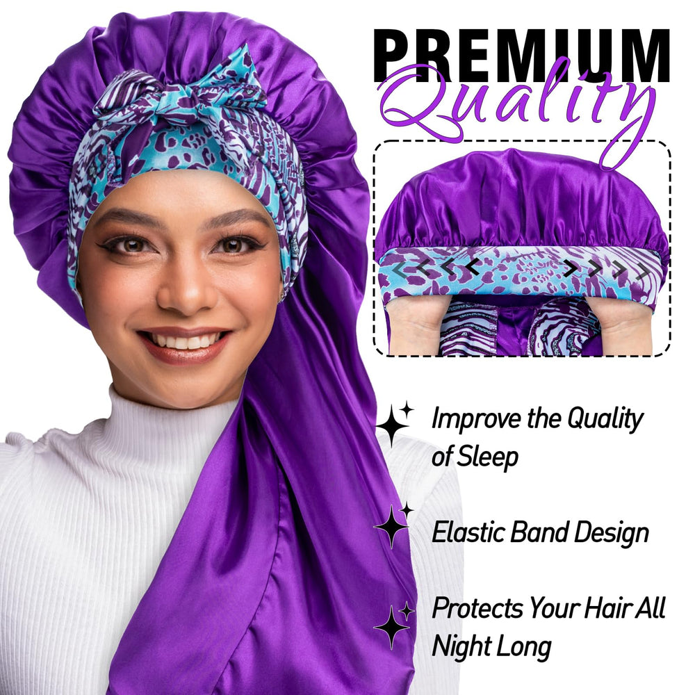 Gorro de satén para trenzas WOZUTUNT, extra largo y protector.