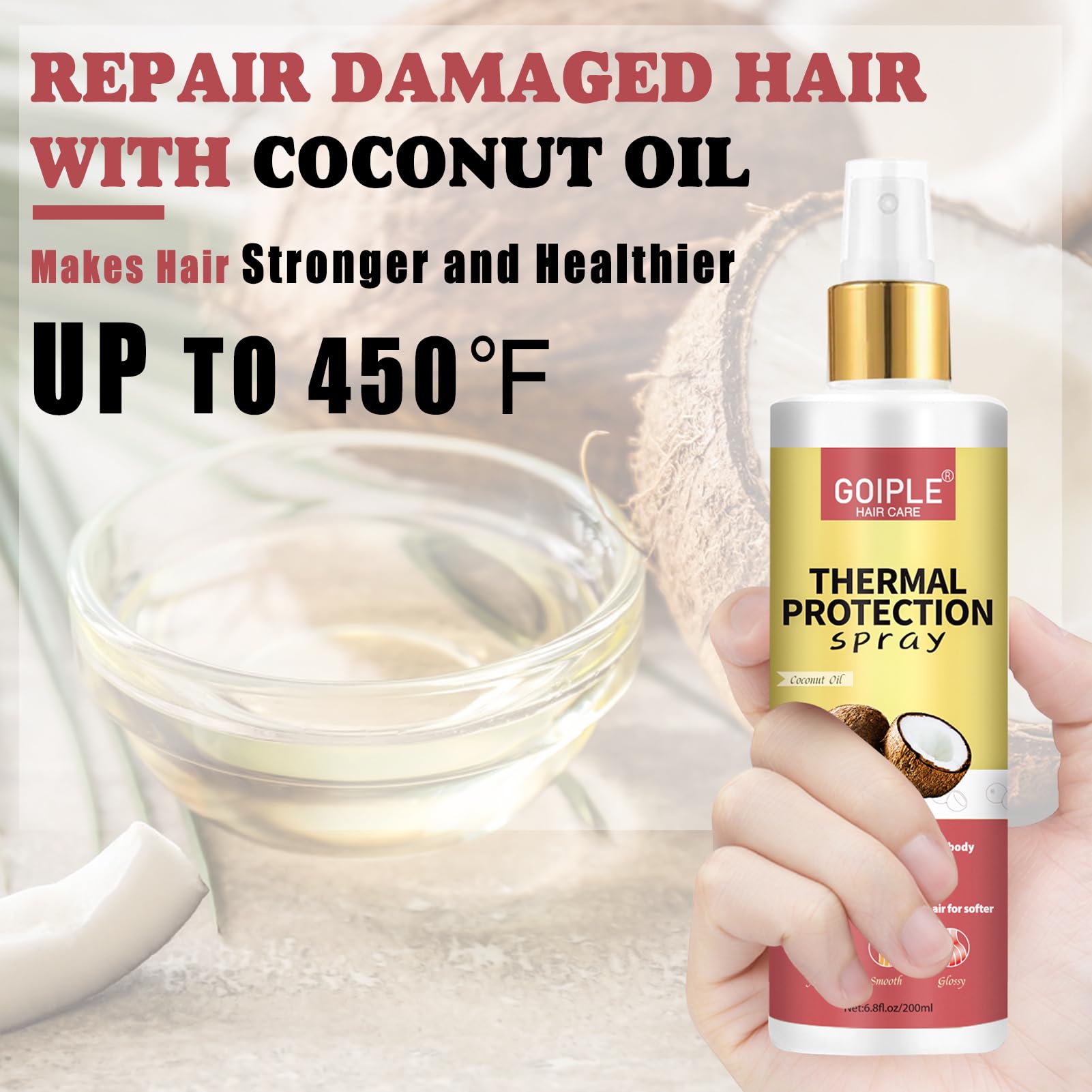 WOZUTUNT pump bottle shows the heat-protecting spray for wigs and natural hair.