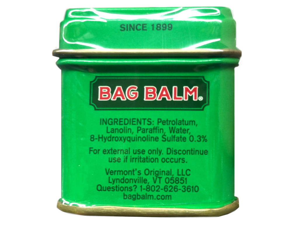 Close-up of the WPARHUS Bag Balm Lotion label on compact packaging.