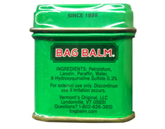 Close-up of the WPARHUS Bag Balm Lotion label on compact packaging.
