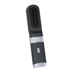 WPHIIHC cordless hair straightener brush with LCD display for precise heat control on the go