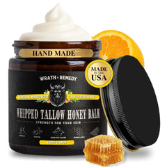 Wrath & Remedy organic beef tallow citrus balm bottle providing rich hydration