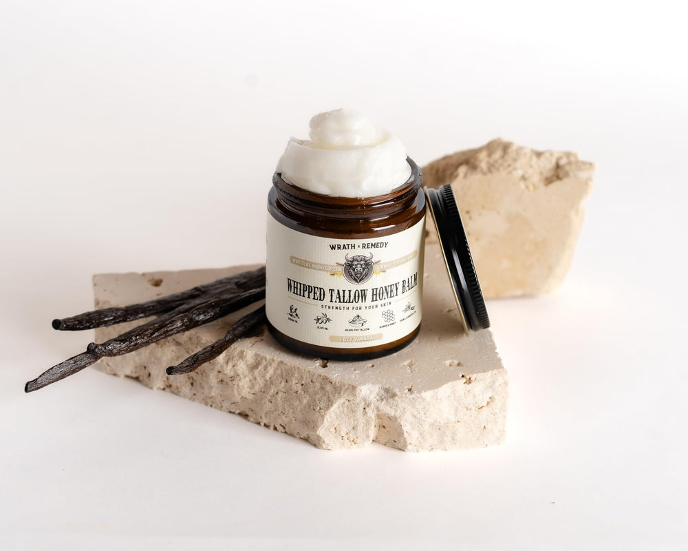 Wrath & Remedy soft-glow-tallow-balm provides smooth, lightweight finish