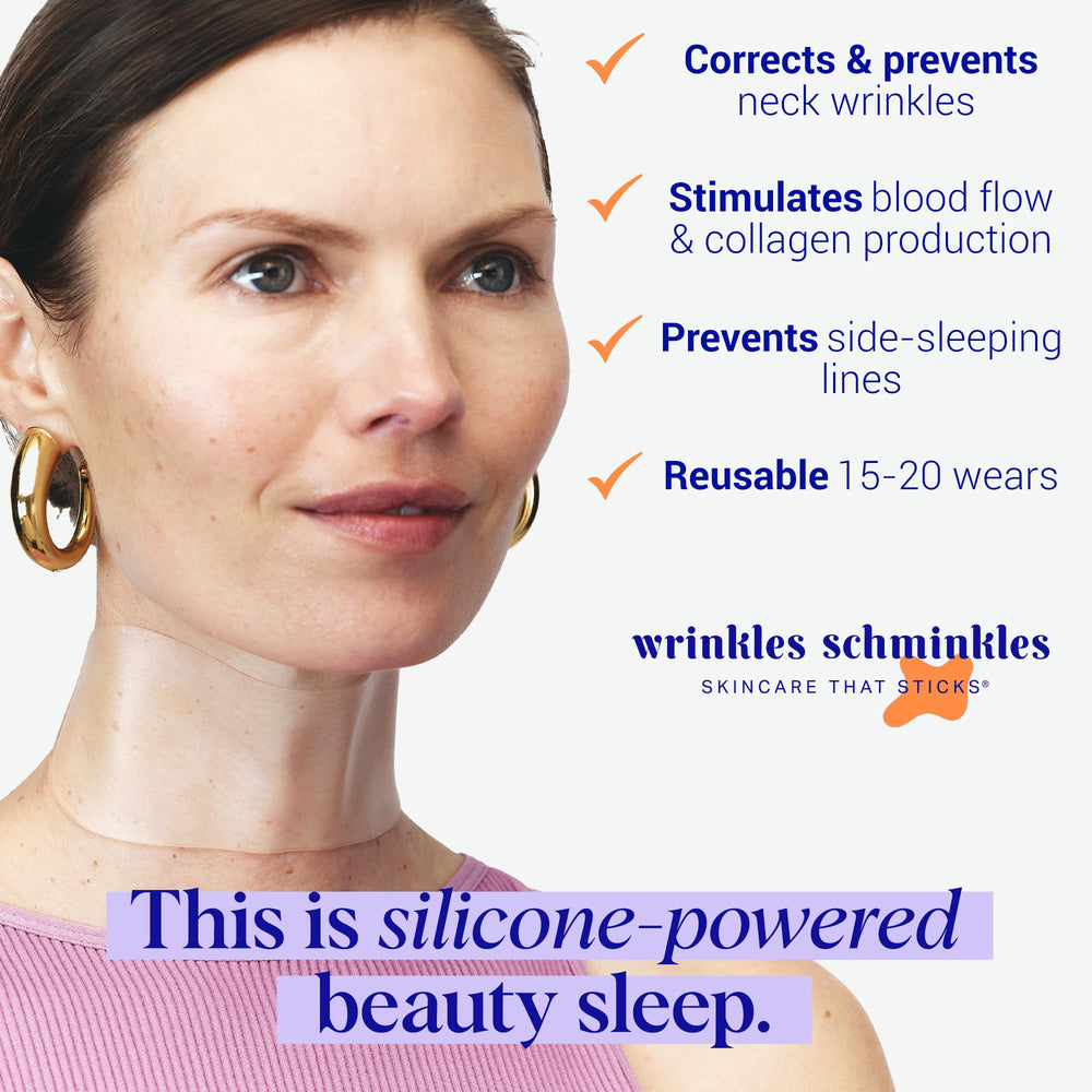 Wrinkles Schminkles neck wrinkle patch flat on skin for even wear.