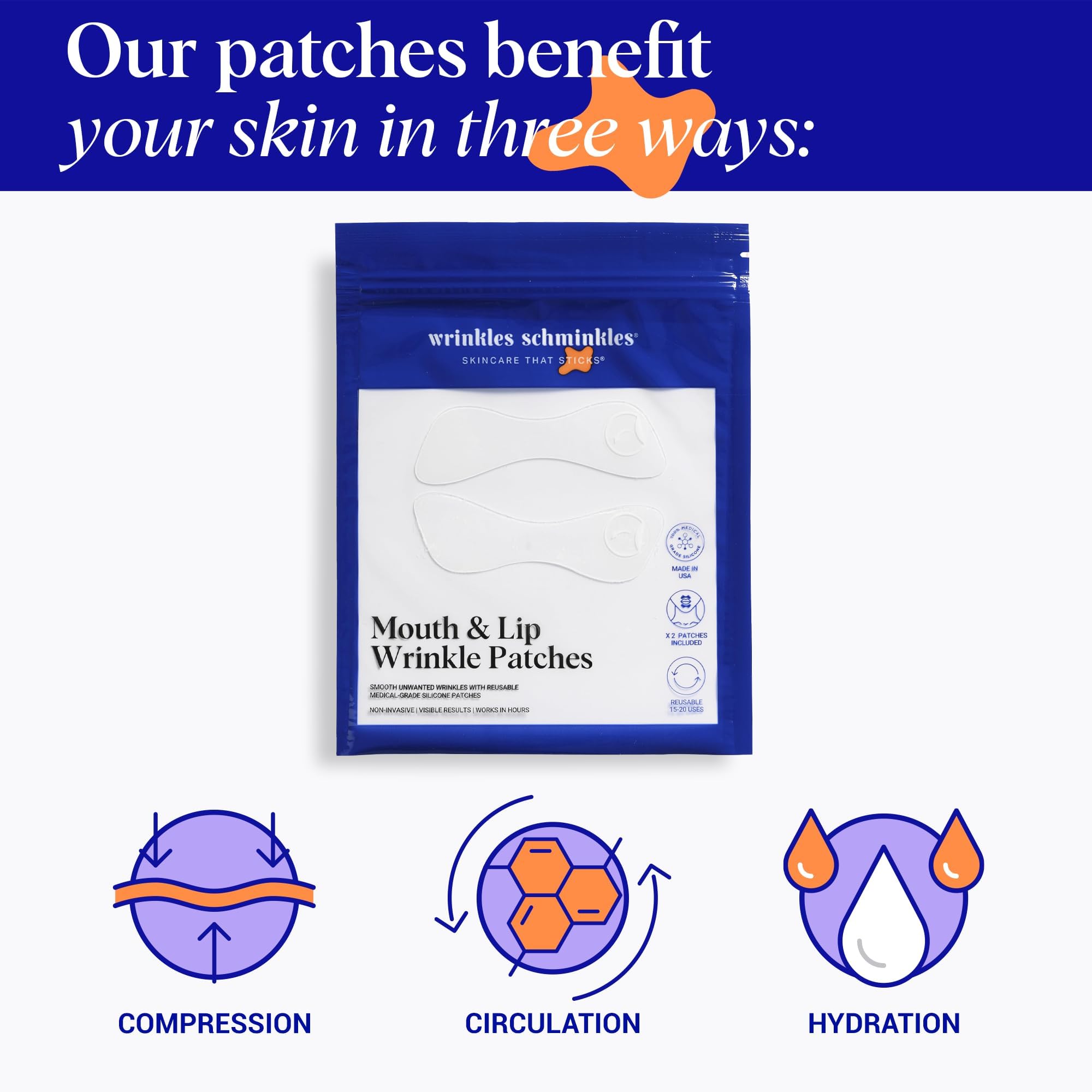 Wrinkles Schminkles silicone patches on lips provide targeted hydration and smoothing