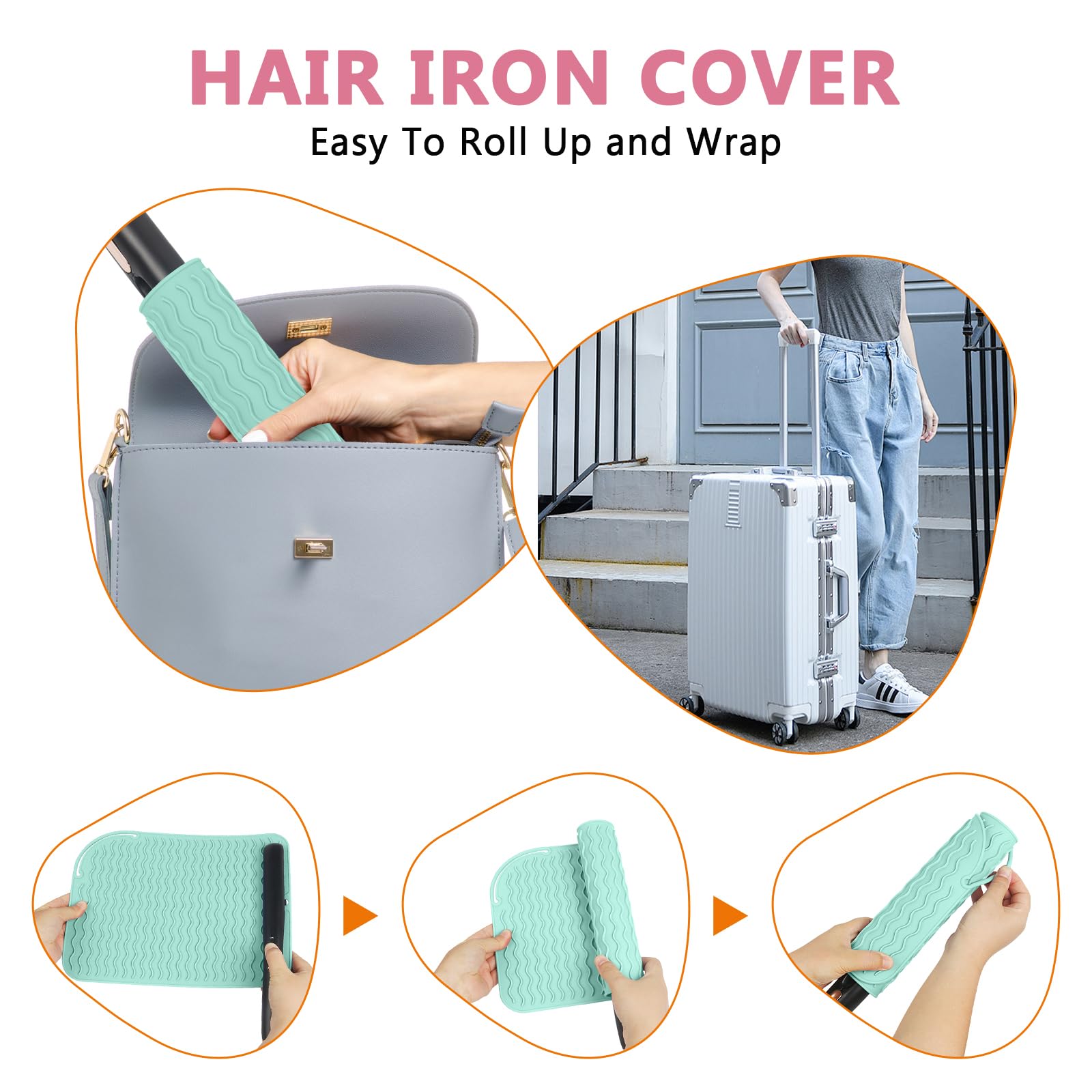 WRORUNER heat mat curler iron ready, keeps tools organized.