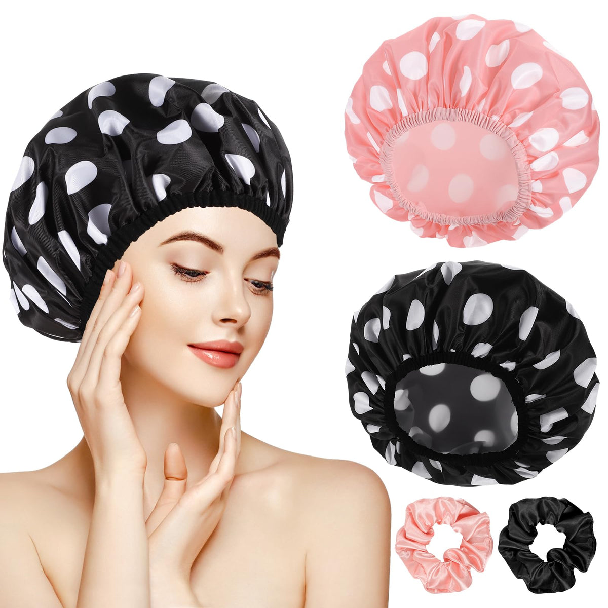 WSICSE large shower cap front view protects hair during shower time