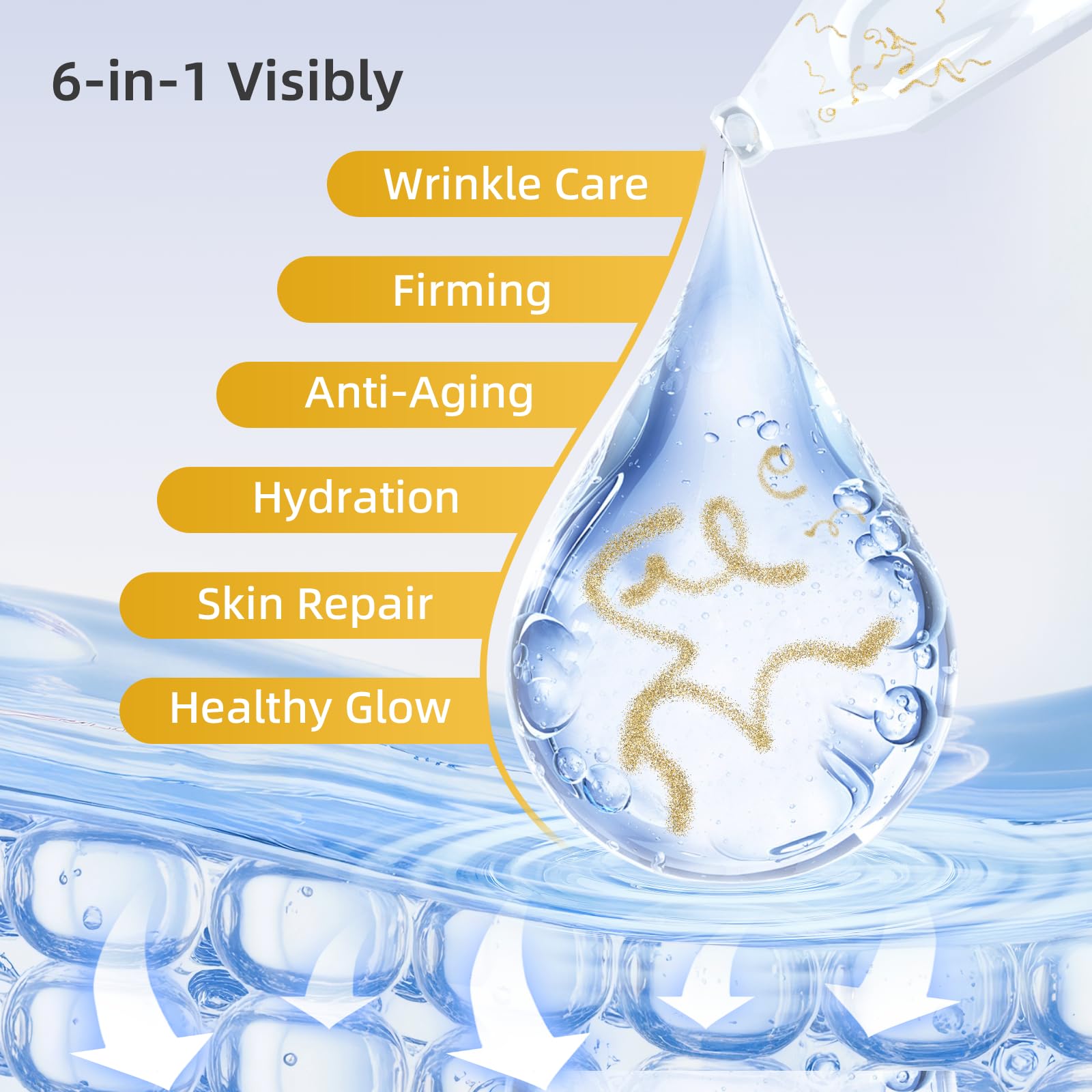 WSNDNSWR Silk Peptide Intensive Lifting Ampoule serum drops highlight a light, fast-absorbing texture.